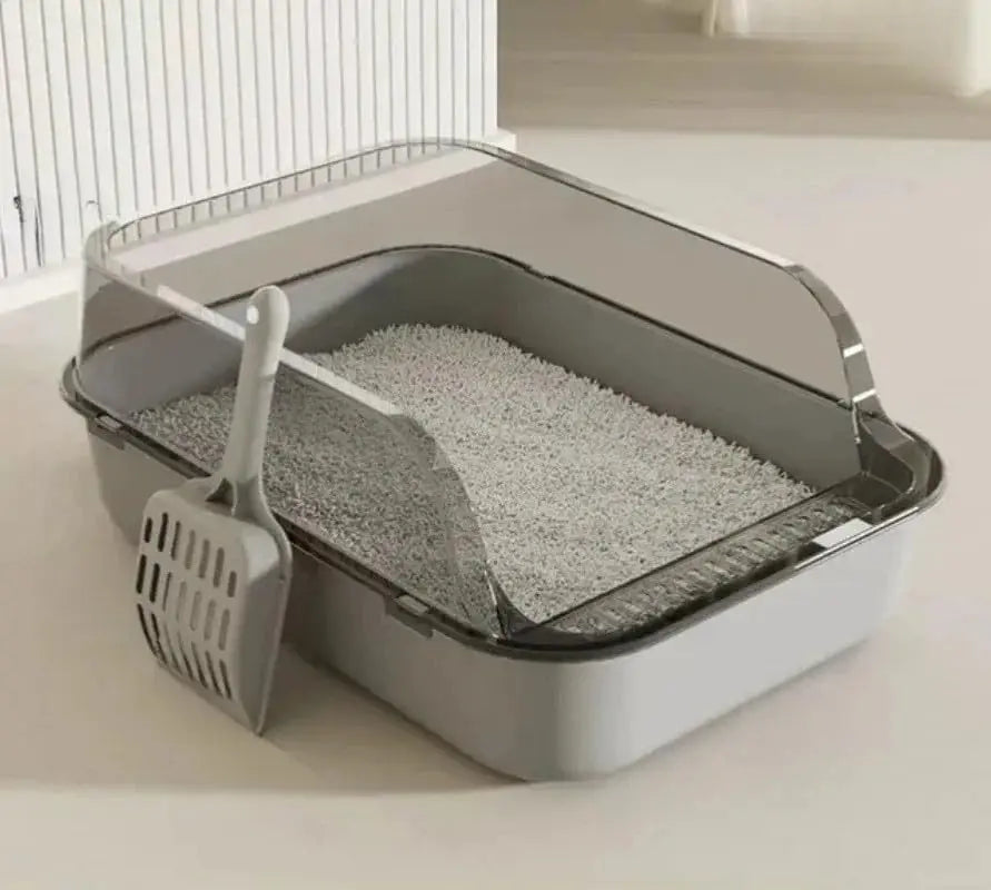 High-Sided Semi-Enclosed Cat Litter Box