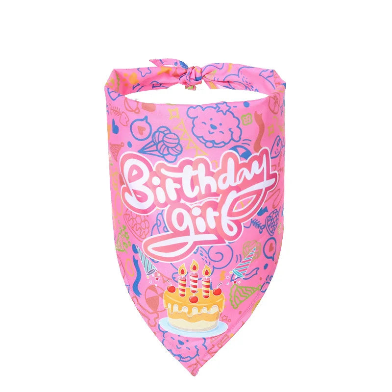 New pet birthday hat dog birthday party set cat birthday triangle mom baby dog flag