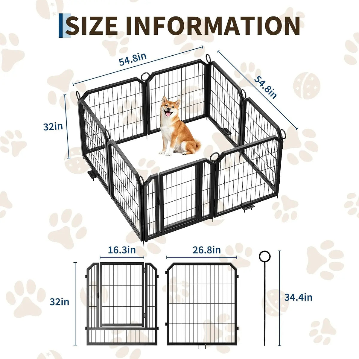 Heavy-Duty Dog Playpen with Self-Locking Door