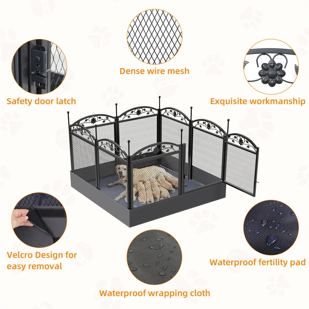 8-Panel Heavy-Duty Dog Playpen with Pad