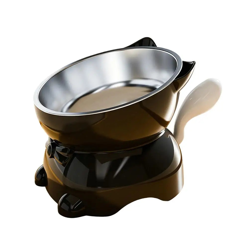 Raised Tilted Stainless Steel Cat Bowl