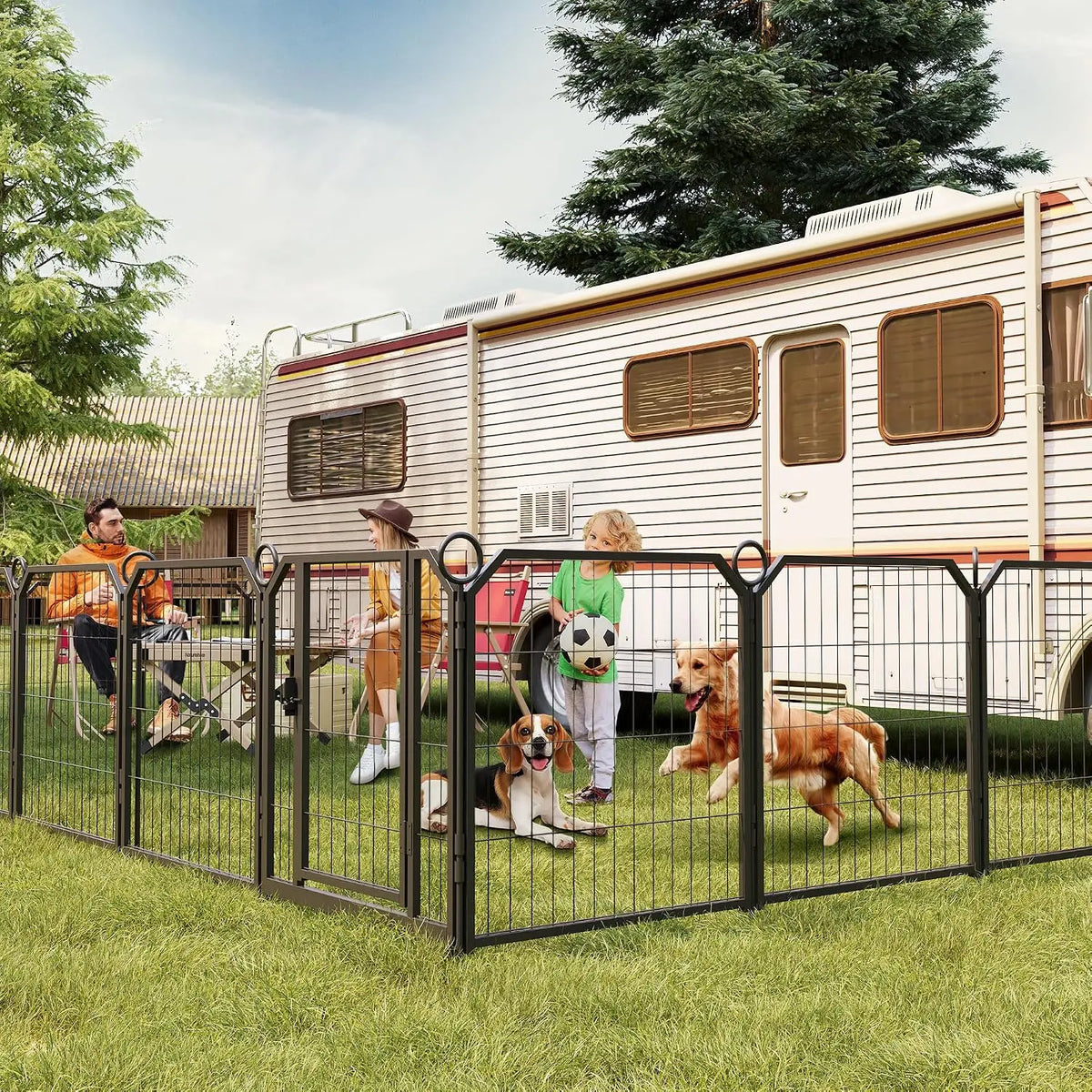 Heavy-Duty Dog Playpen with Self-Locking Door