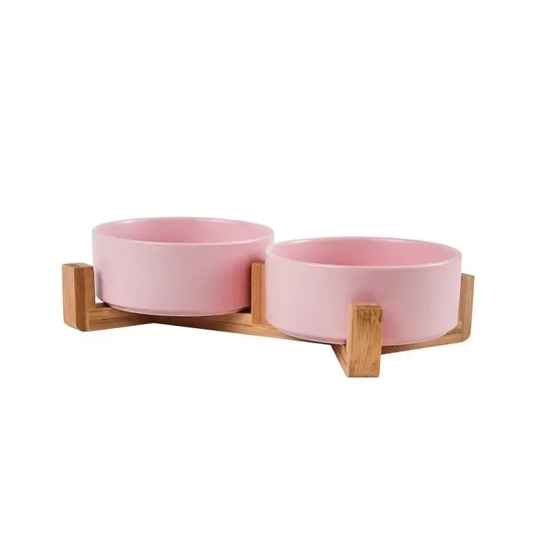 Spill-Resistant Double Ceramic Pet Bowls
