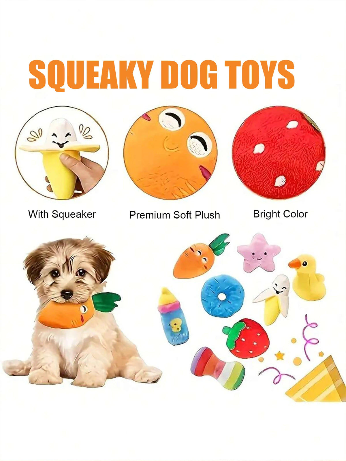 2/4/6/14-piece set of cartoon dog toys, suitable for small dogs - interactive crinkly pet game set, ideal for pets who love to chew, includes tug-of-war toy with a bell