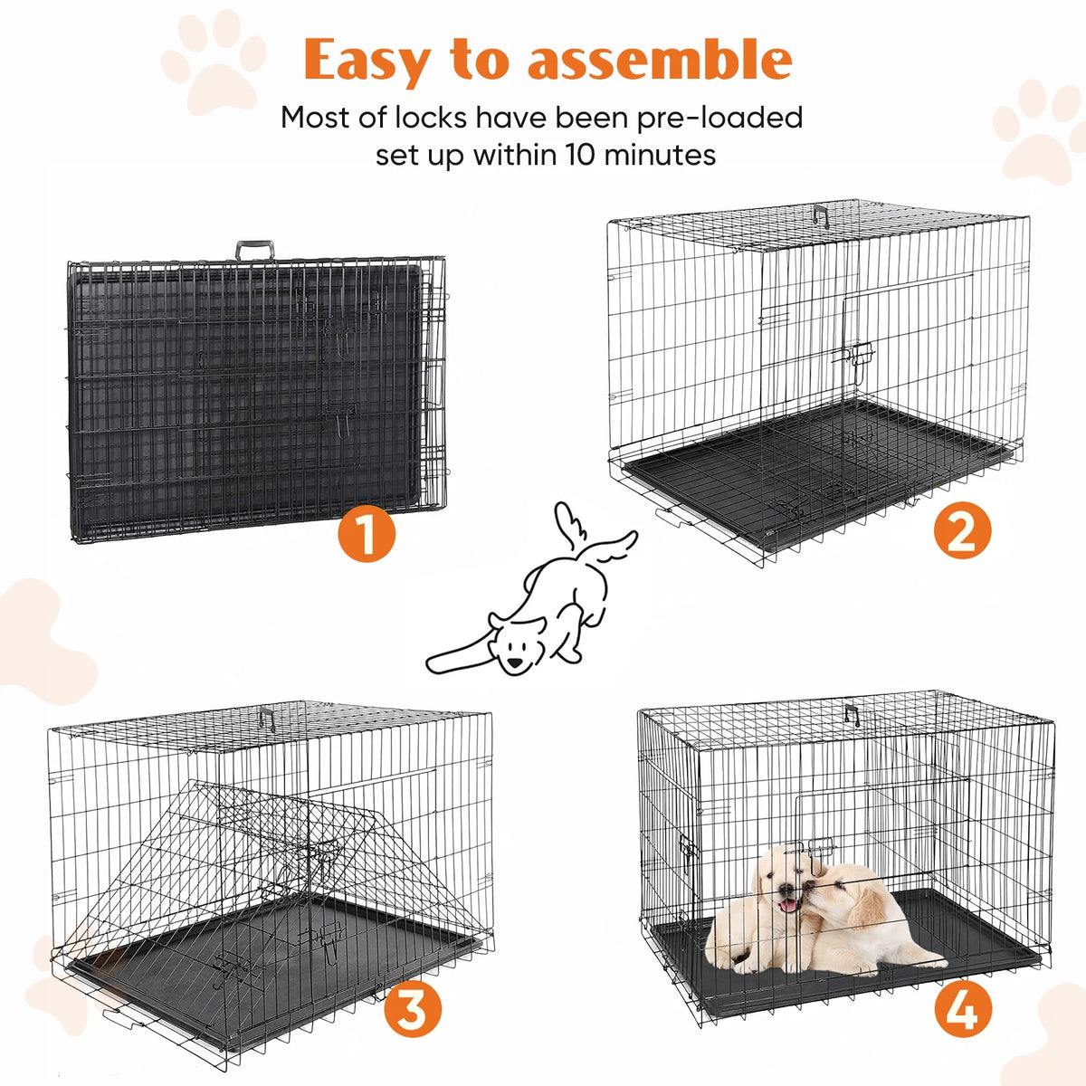 48-Inch Double-Door Folding Dog Crate