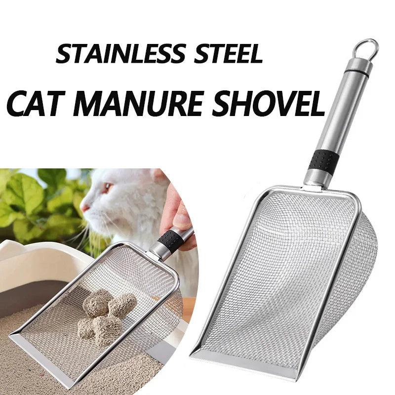 Stainless Steel Cat Manure Shovel Cat Litter Shovel Durable Cat Manure Shovel Stainless Steel Durable Handle Pet Cleaning Tool