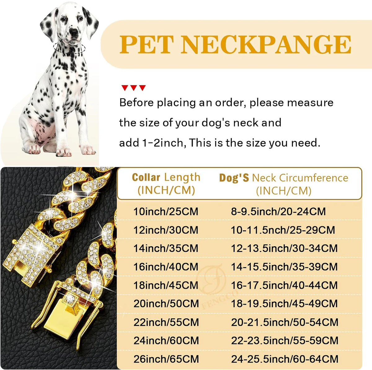 Gold Metal Chain Collar for Dogs & Cats