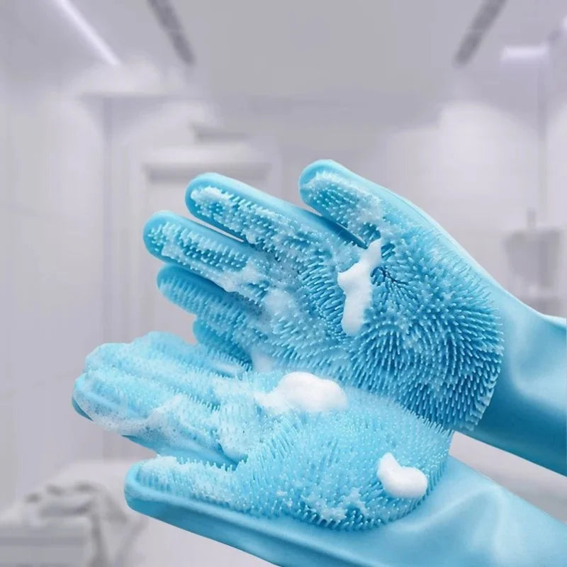 Pet Grooming Gloves for Dogs and Cats Silicone Bathing Shampoo Scrubber Dishwashing Cleaning Glove Multi-functional Gloves