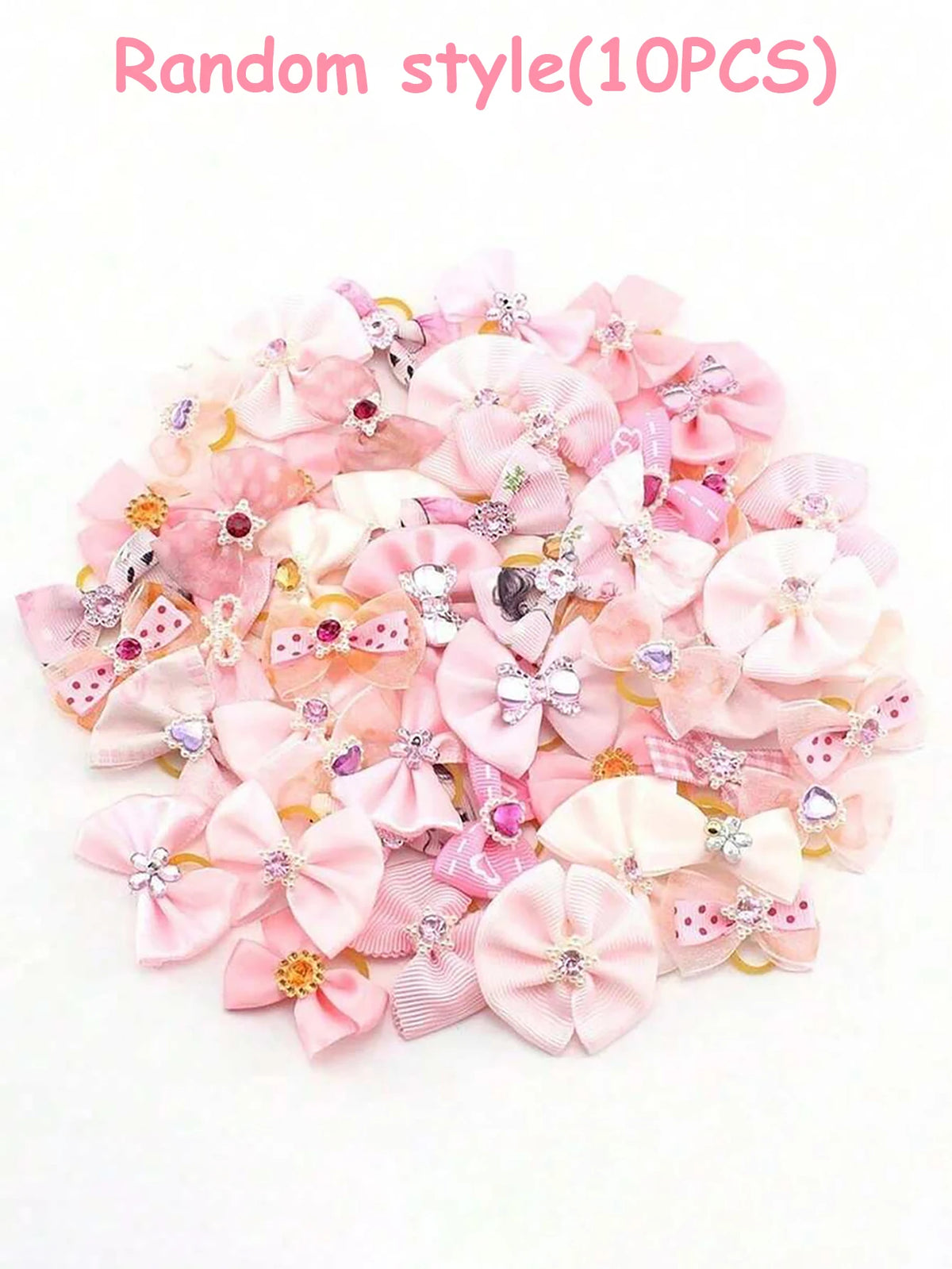 20 Pink Pet Rubber Band Hair Accessories, Bow-Knot Princess-Style Hair Ornaments, Suitable for Managing Long Pet Hair, Decorative