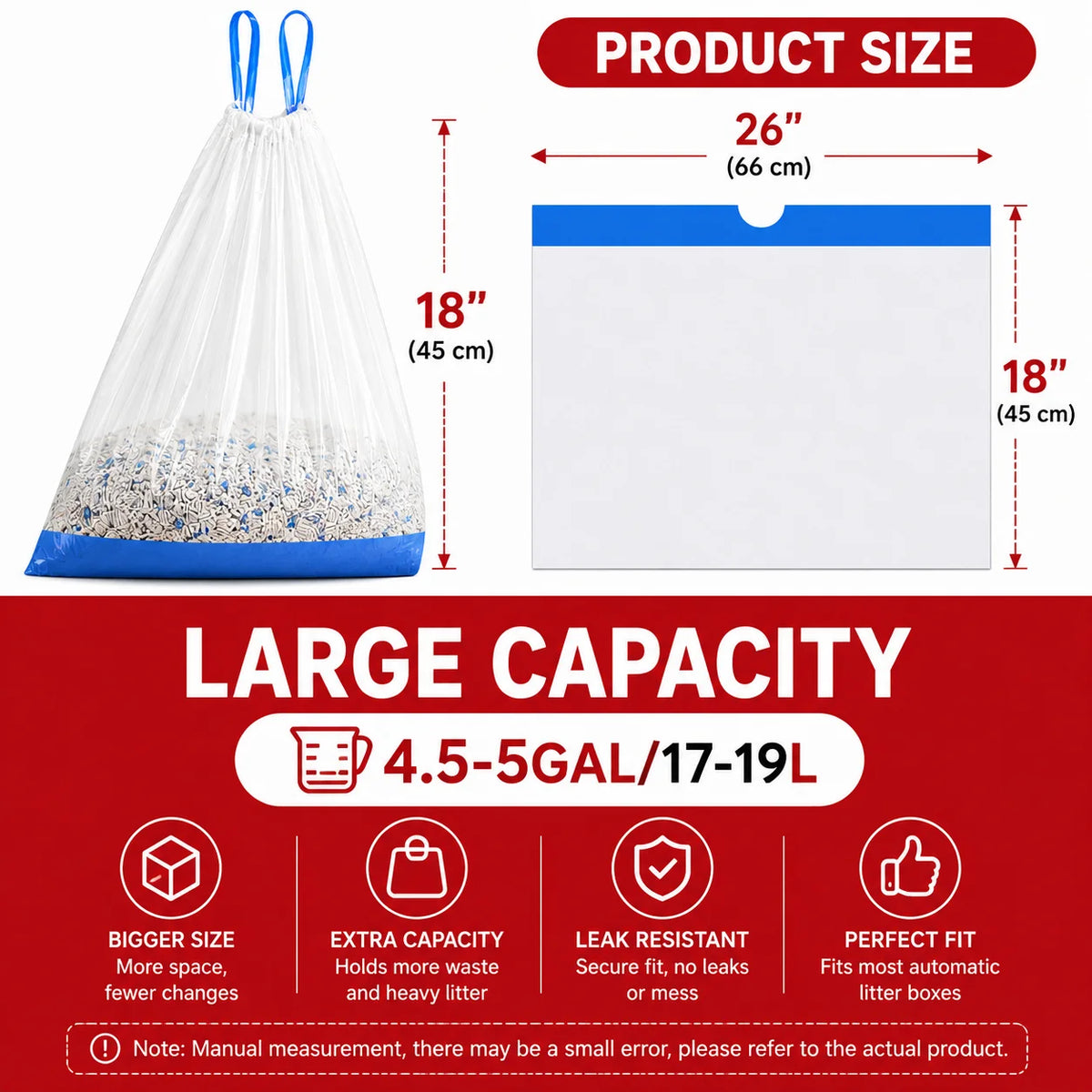 60-Pack Cat Litter Box Drawstring Liners