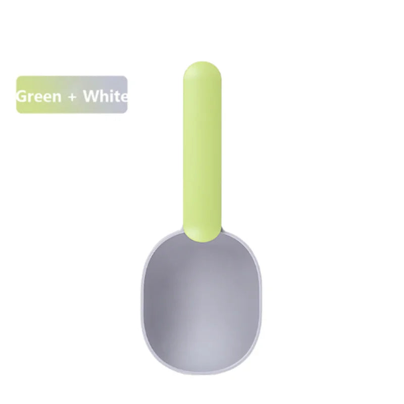 Multifunctional Pet Food Shovel Spoon with Sealed Bag Clip Creative Measuring Cup Curved Design Easy to Clean for Dogs And Cats