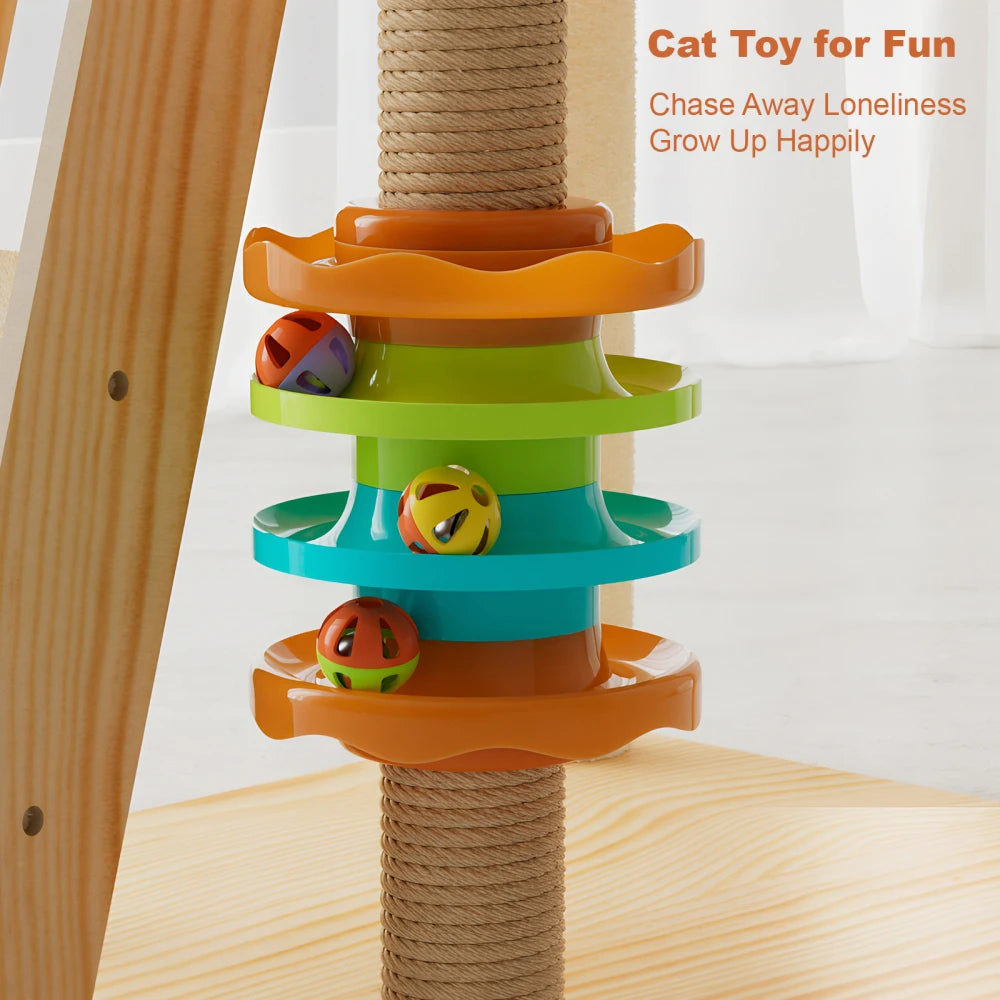 59-Inch Modern Wood Cat Tree & Tower