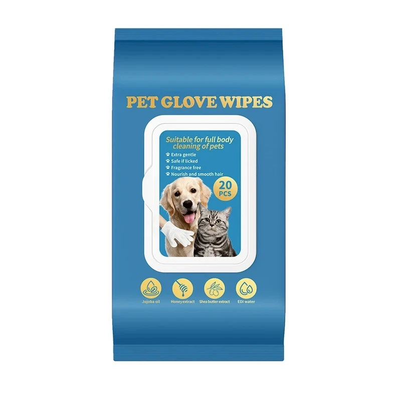 No-Rinse Grooming Glove Wipes for Pets
