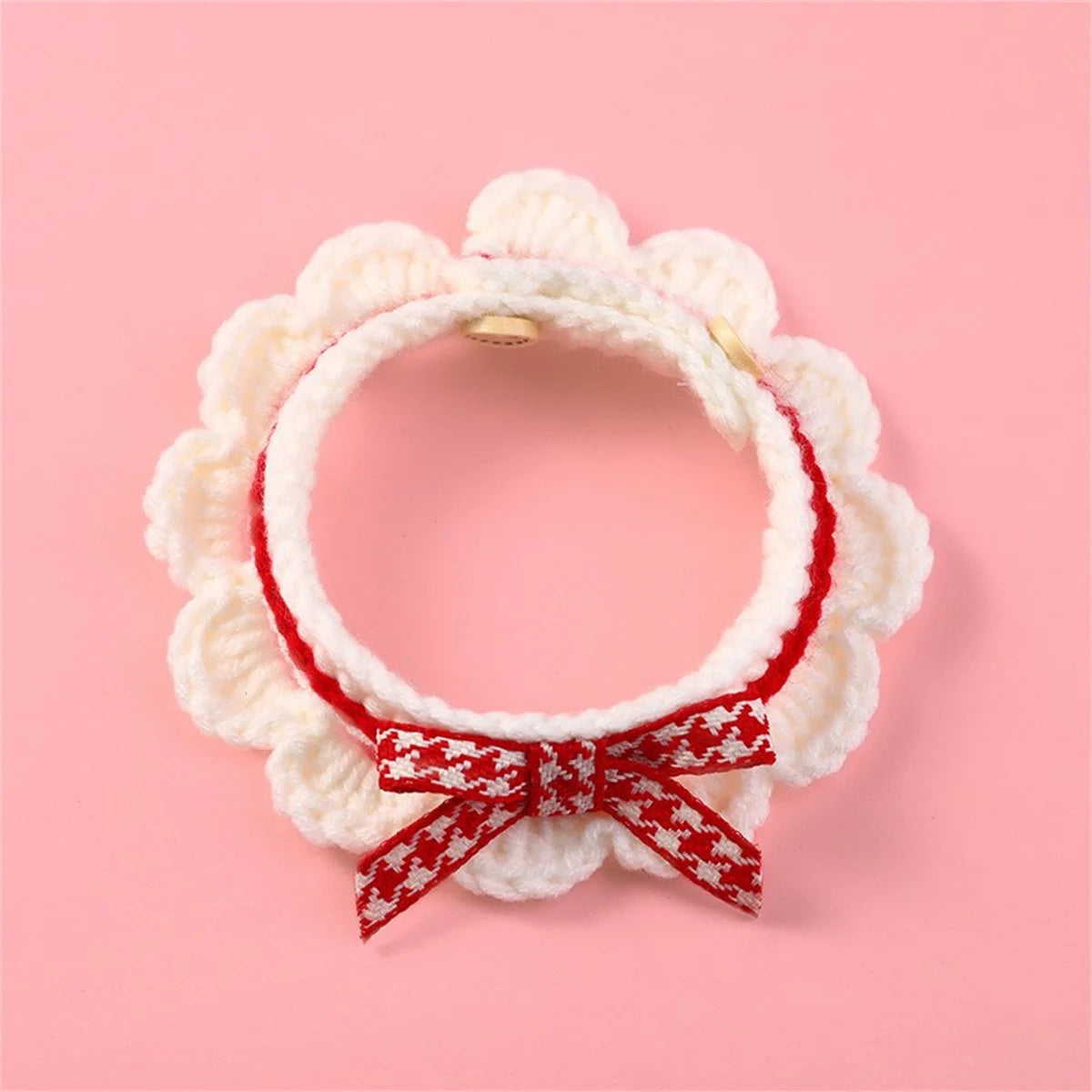 Hand-Knitted Bow Collar for Cats & Dogs