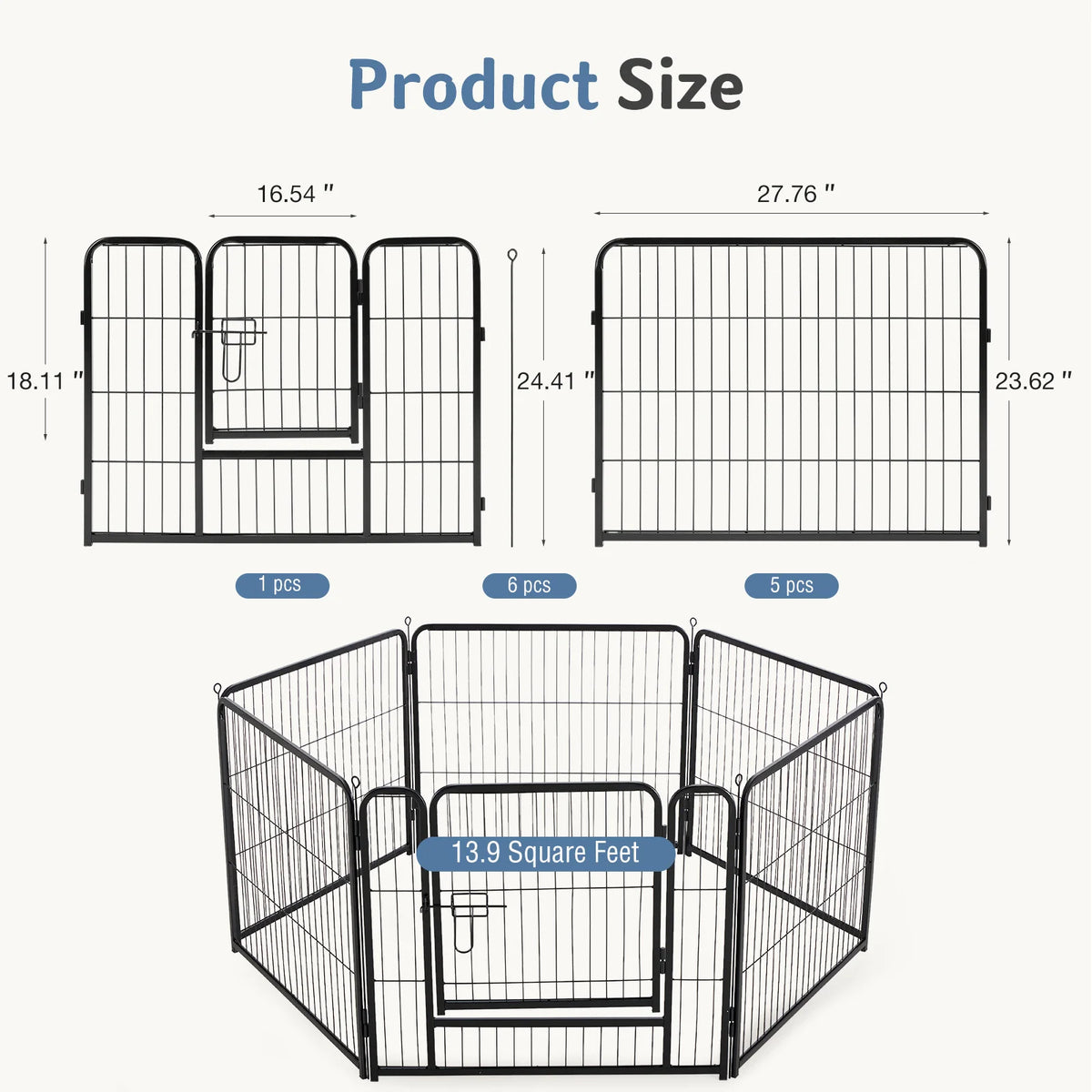6-Panel Foldable Metal Dog Playpen
