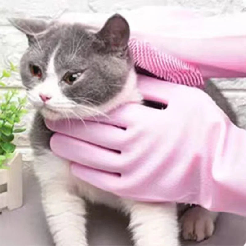 Pet Grooming Gloves for Dogs and Cats Silicone Bathing Shampoo Scrubber Dishwashing Cleaning Glove Multi-functional Gloves