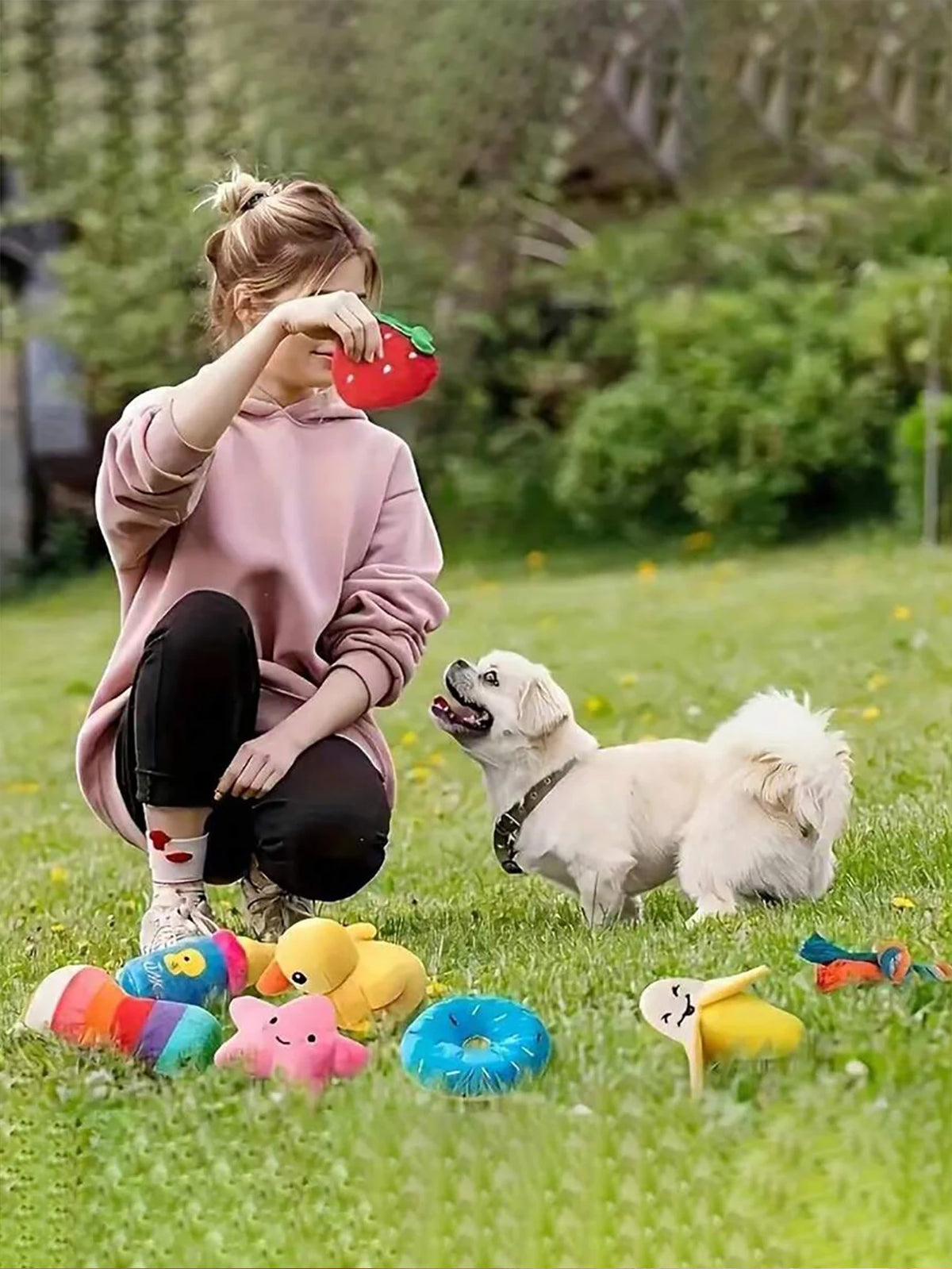 2/4/6/14-piece set of cartoon dog toys, suitable for small dogs - interactive crinkly pet game set, ideal for pets who love to chew, includes tug-of-war toy with a bell