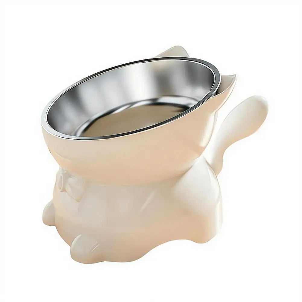 Raised Tilted Stainless Steel Cat Bowl