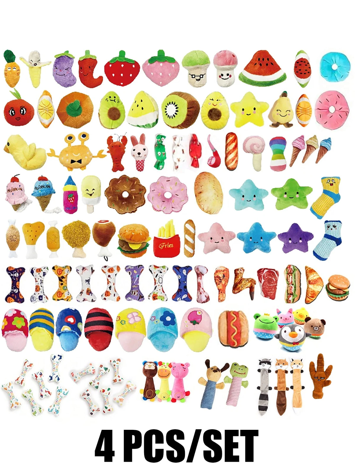 2/4/6/14-piece set of cartoon dog toys, suitable for small dogs - interactive crinkly pet game set, ideal for pets who love to chew, includes tug-of-war toy with a bell