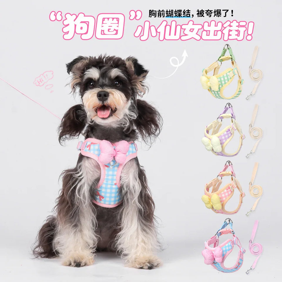 New dog leash pet chest back outdoor puppy bear teddy chest strap breathable walking dog leash