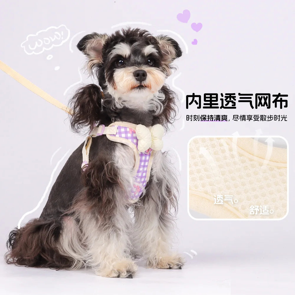 New dog leash pet chest back outdoor puppy bear teddy chest strap breathable walking dog leash