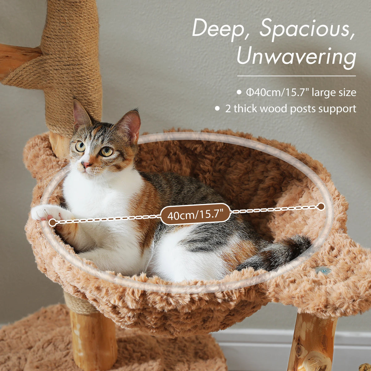 Large Cat Tree with Wicker Basket Bed