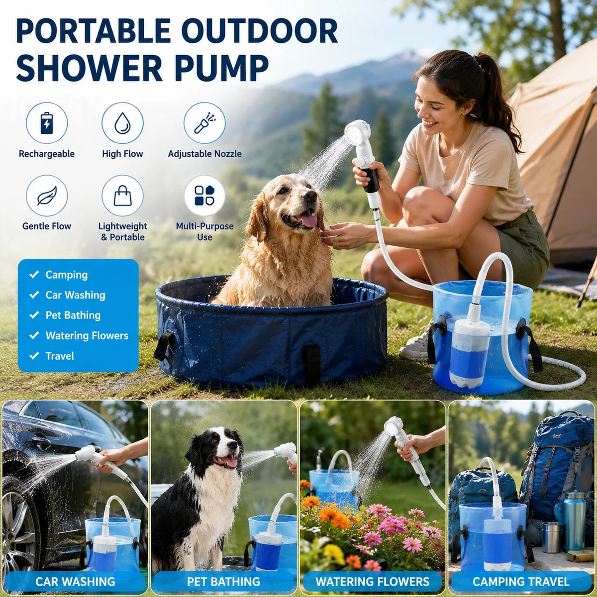 Rechargeable Portable Pet Shower Pump