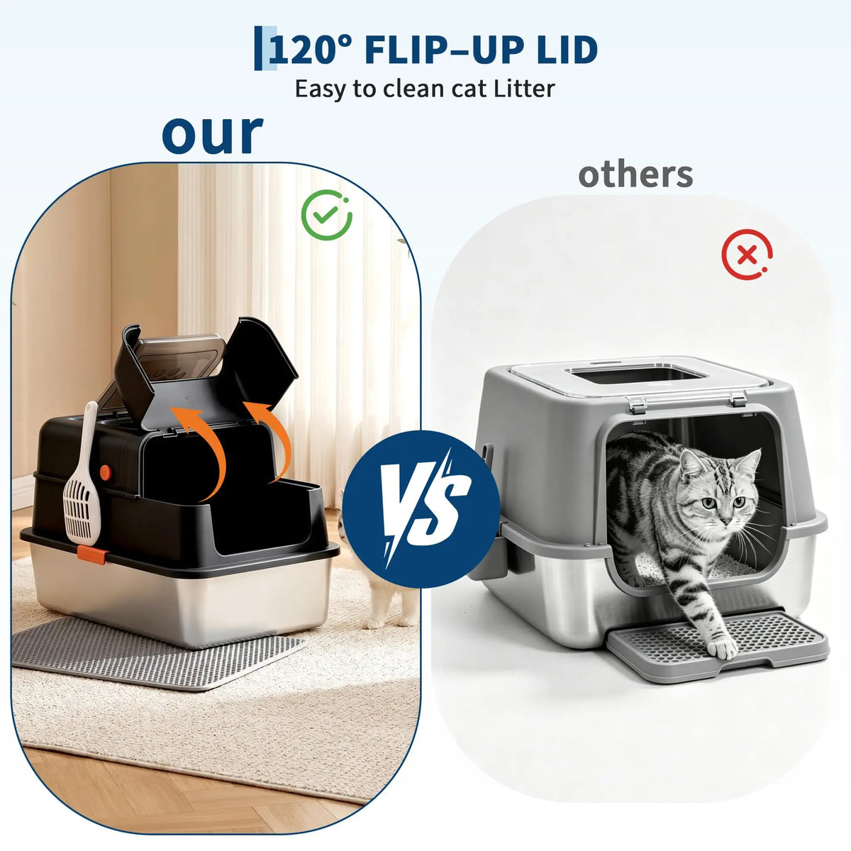 XL Stainless Steel Enclosed Cat Litter Box
