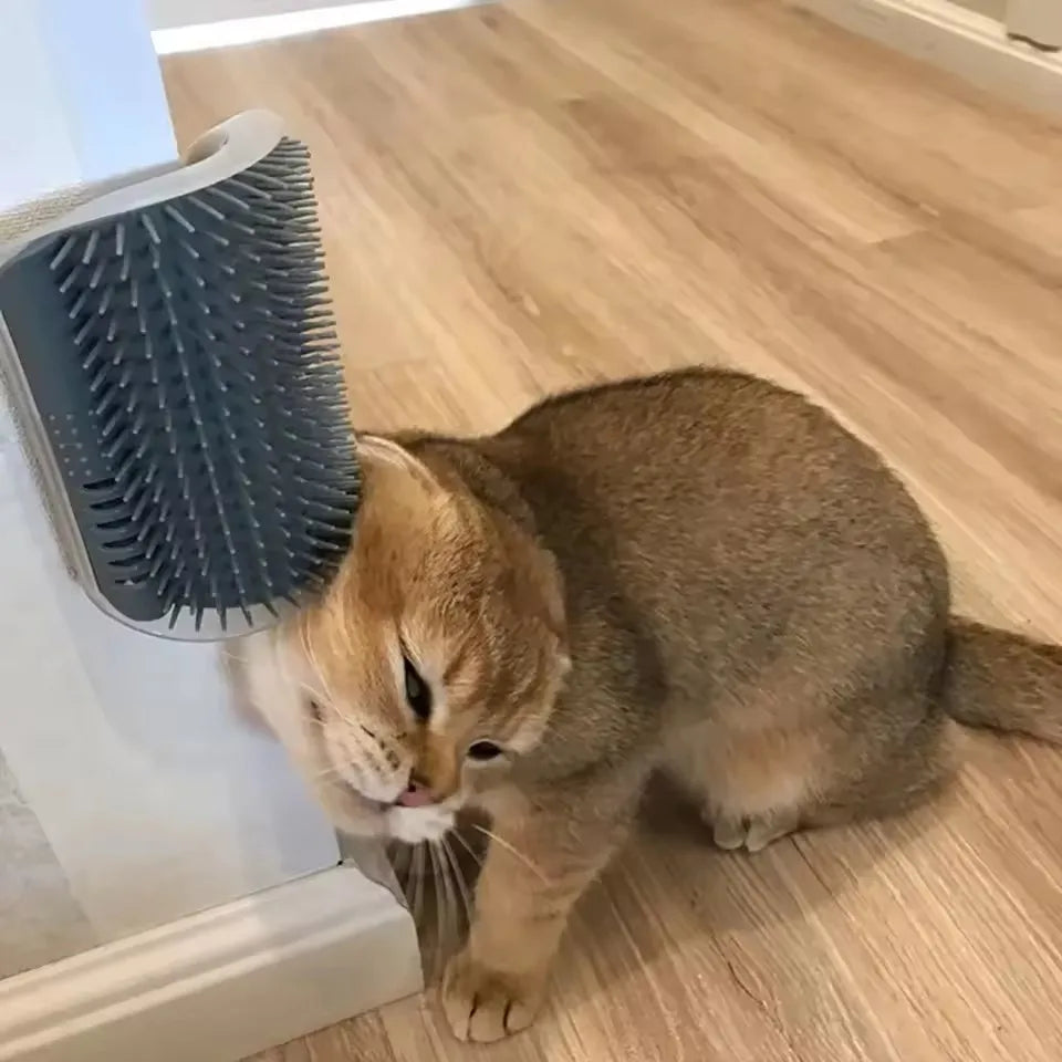 Pet Cat Corner Scrubber Massager Brush, Wall‑Mount Cat Scratcher Grooming Comb, Massage Corner Brush for Pet Cat Supplies