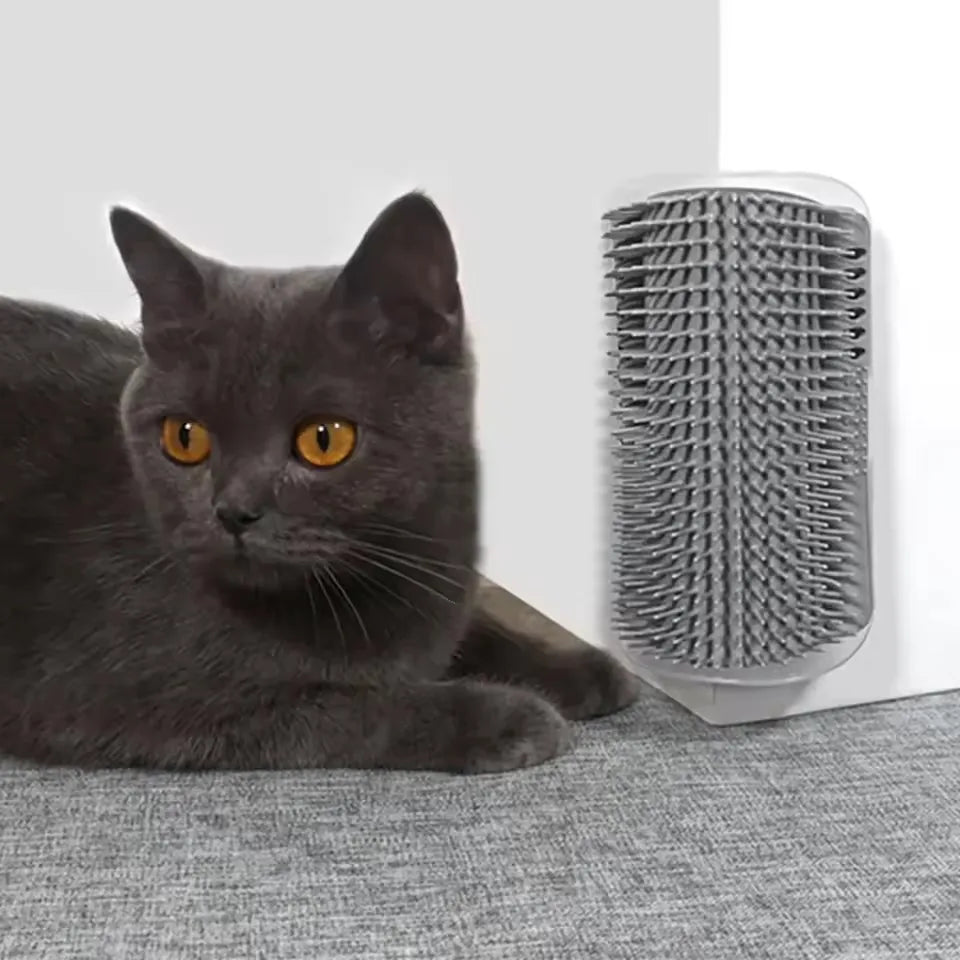 Pet Cat Corner Scrubber Massager Brush, Wall‑Mount Cat Scratcher Grooming Comb, Massage Corner Brush for Pet Cat Supplies