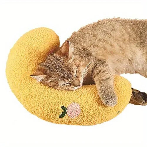NEW 2026 Cat Moon Shaped Pillow Super Soft Plush Half Donut Pillow Pet Toy Cat Sleeping Pillow, Dog Universal Mat, Pet Supplies