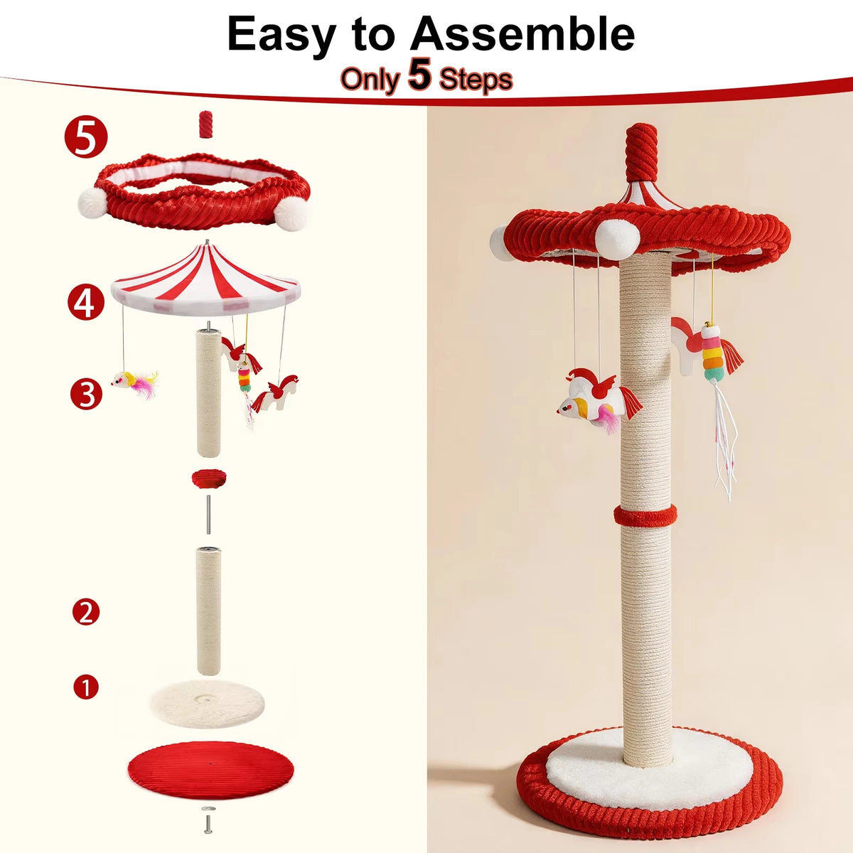 Carousel Cat Tree with Rotating Top & Toys