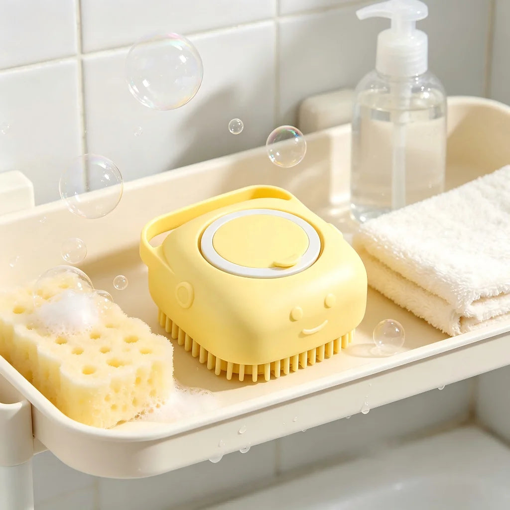 2Pcs Pet Bath Brush with Shampoo Dispenser – Soft Silicone Massage Brush, Rich Foam & Gentle Deep Cleaning for Dogs and Cats