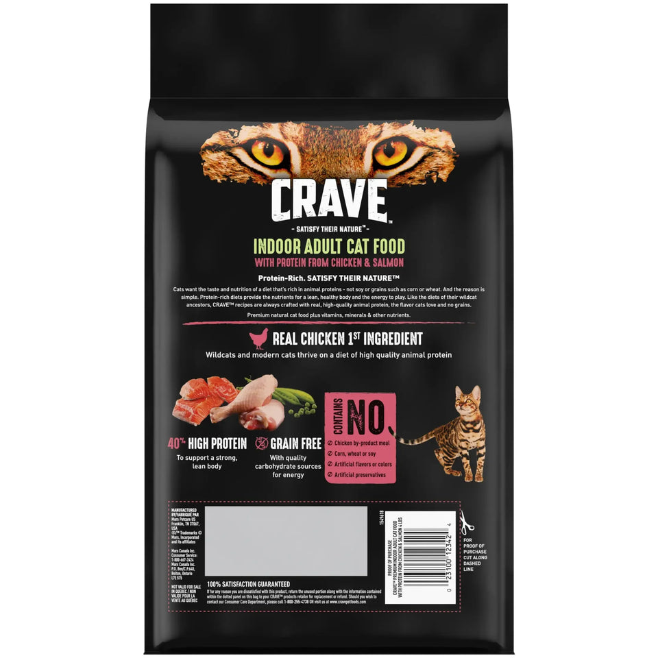 Grain Free Indoor Natural Dry Cat Food High Protein Chicken Salmon Recipe 4 Lb Bag