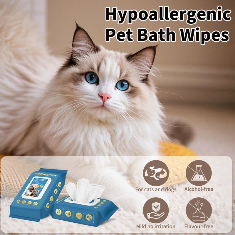 No-Rinse Grooming Glove Wipes for Pets