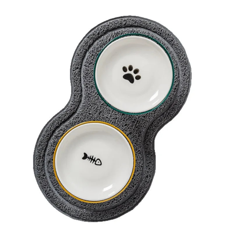 Ceramic cat bowl, pet cat bowl, cat dish, can‑feeding dish, water bowl, kitten dish; supports neck health and helps prevent chin