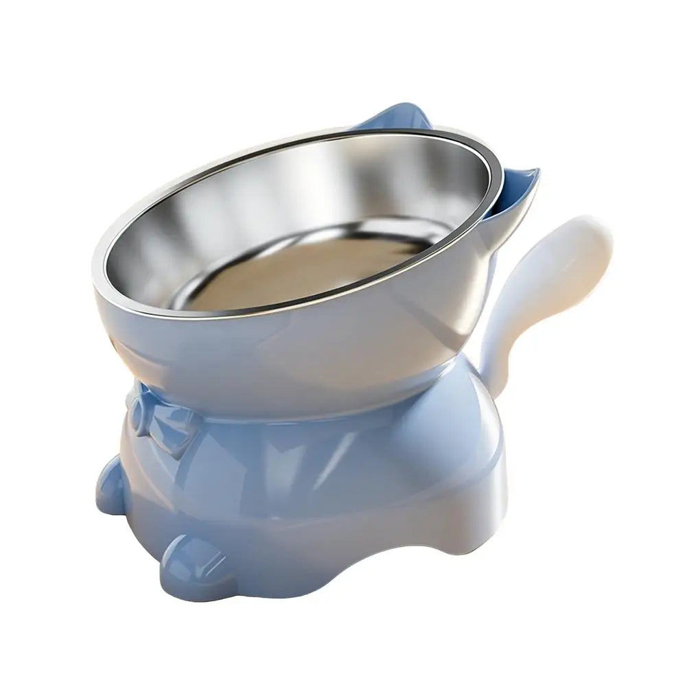 Raised Tilted Stainless Steel Cat Bowl