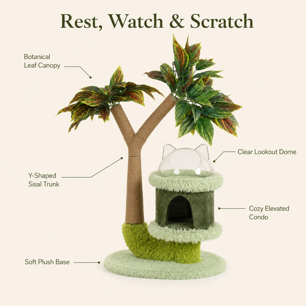 Mango Tree Cat Tower with Sisal Scratcher