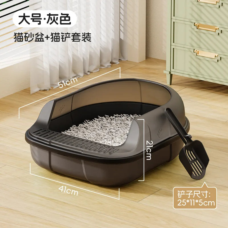 Cat Litter BoxSuper-large Semi-closed Cat Toilet with Foot Leakage