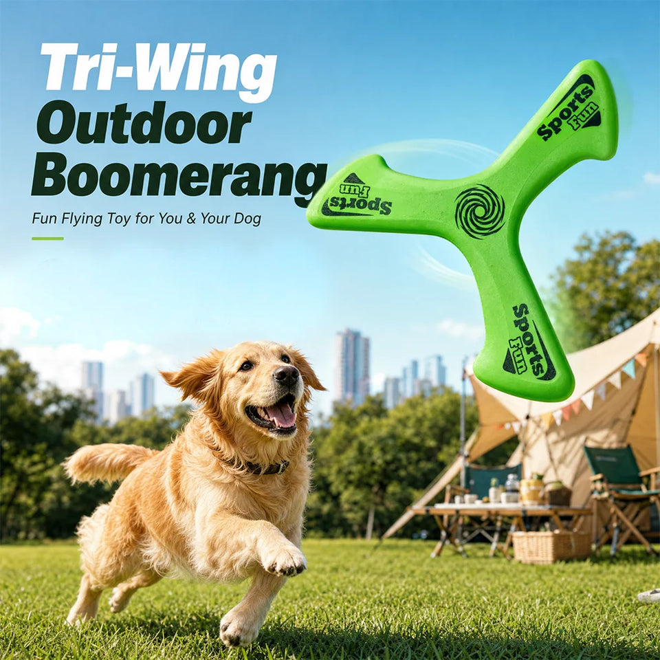 Outdoor Interactive Dog Boomerang Toy Three Wings Pet Flying Disc Lightweight Safe Bite Resistant Puppy Training Throw Play Toy Pet Entertainment Supplies