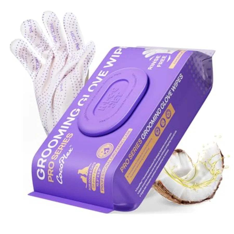 Extra-Thick Grooming Glove Wipes for Dogs