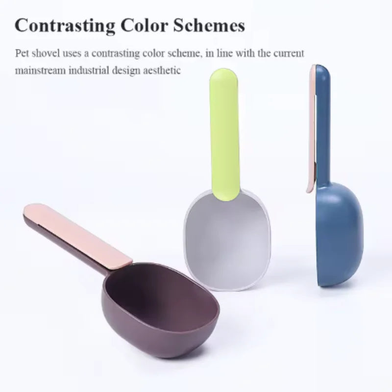 Multifunctional Pet Food Shovel Spoon with Sealed Bag Clip Creative Measuring Cup Curved Design Easy to Clean for Dogs And Cats