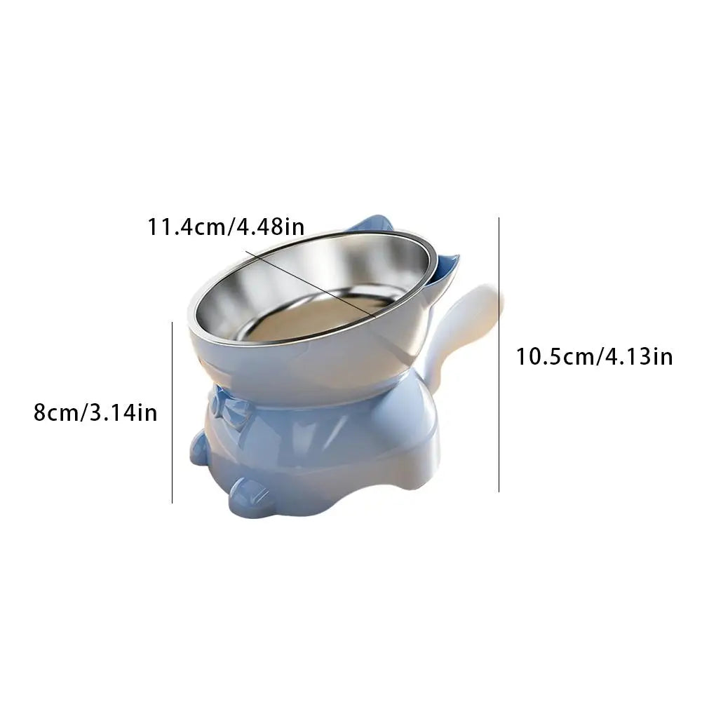 Raised Tilted Stainless Steel Cat Bowl