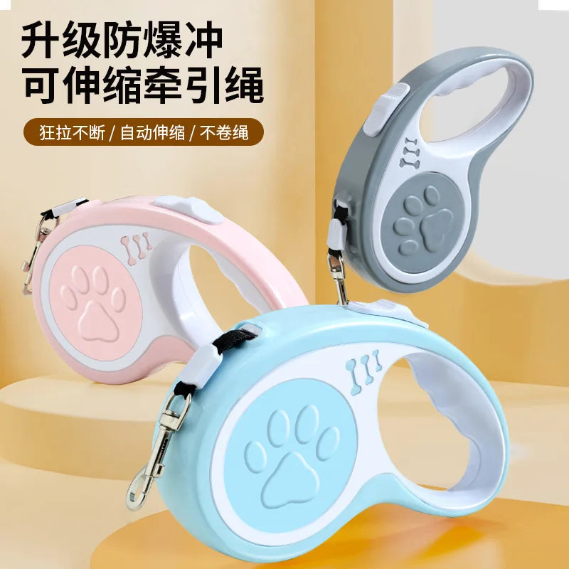 Pet leash with anti‑escape and anti‑sudden‑leash‑pull features; retractable automatic leash for small and medium‑sized dogs; dog
