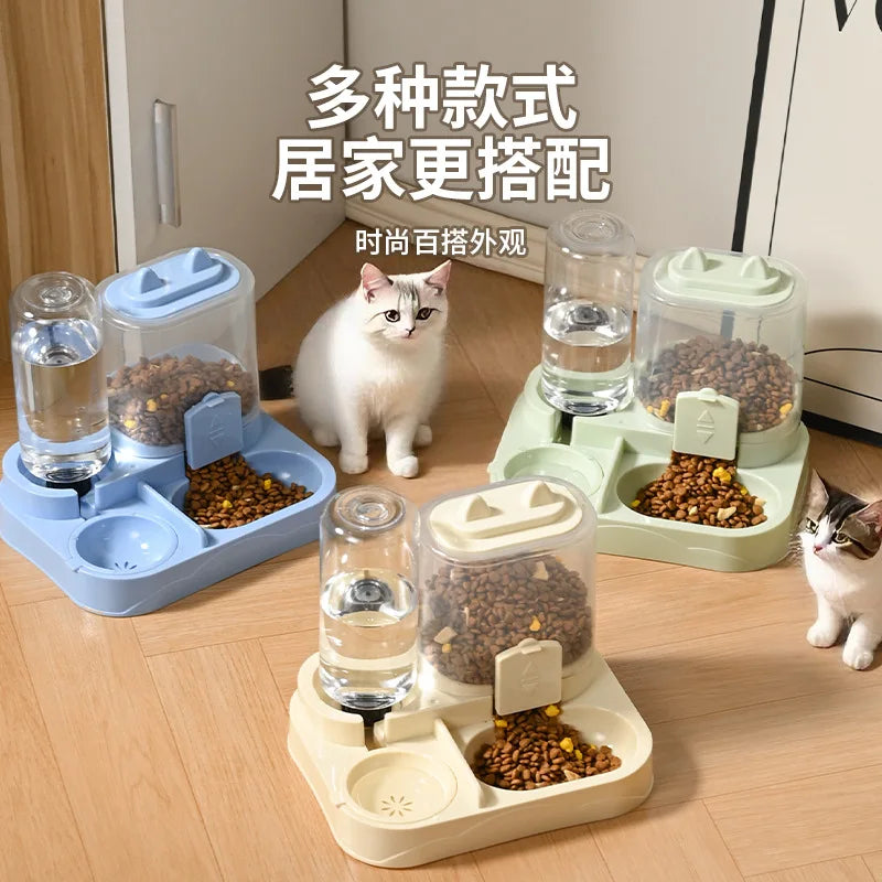 New Cat Double Bowl Automatic Pet Bowl Feeder Cat Drinker Cat Basin Cat Dog Bowl Pet Supplies