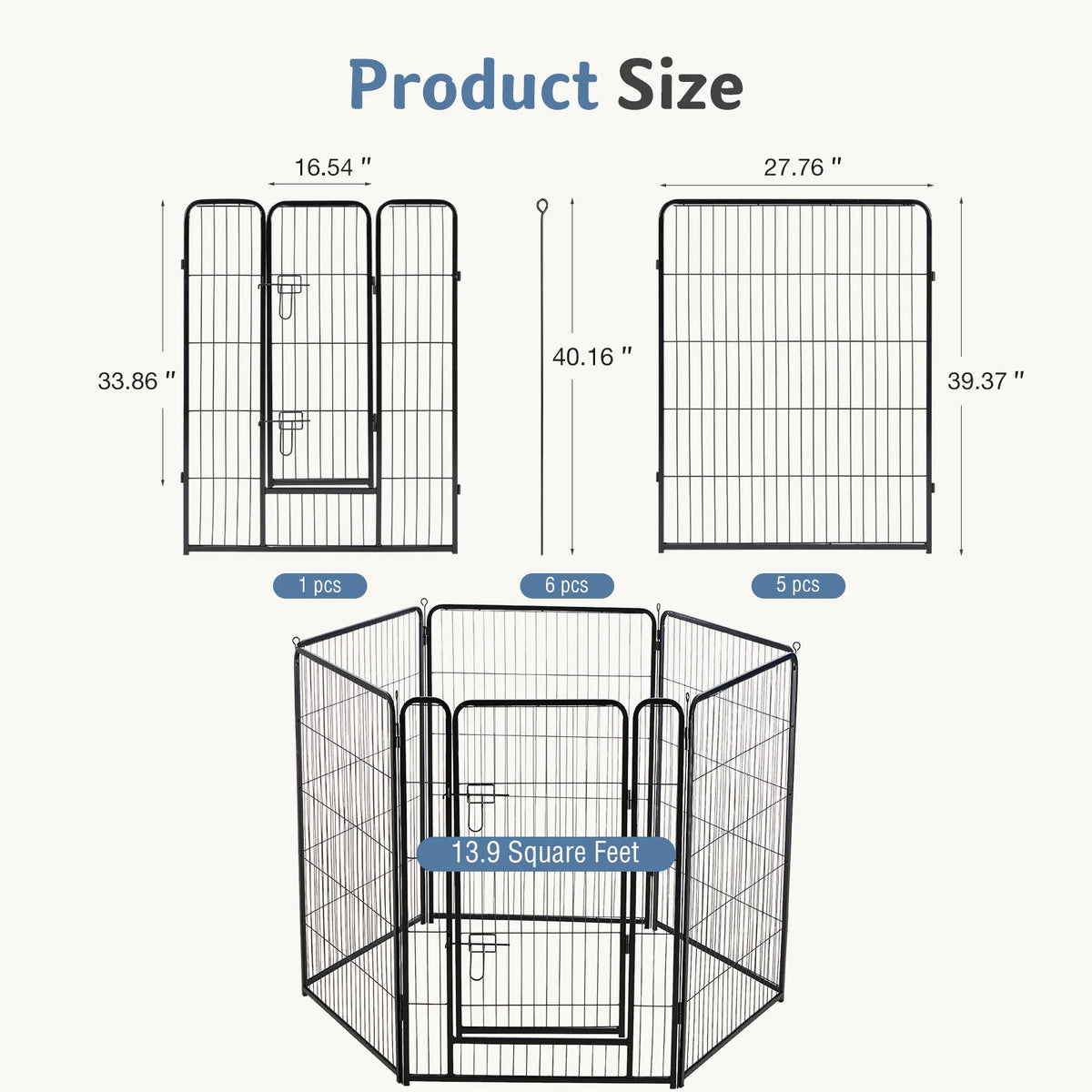6-Panel Foldable Metal Dog Playpen