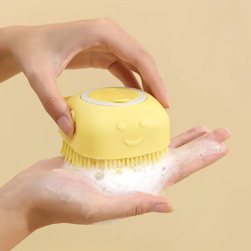 2Pcs Pet Bath Brush with Shampoo Dispenser – Soft Silicone Massage Brush, Rich Foam & Gentle Deep Cleaning for Dogs and Cats