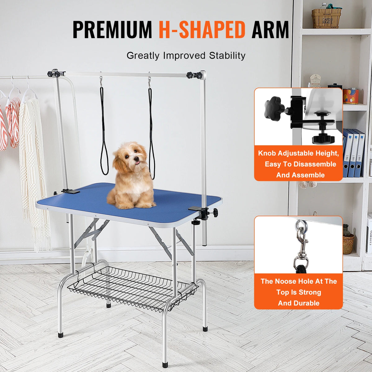 Foldable Pet Grooming Table with Dual Arms