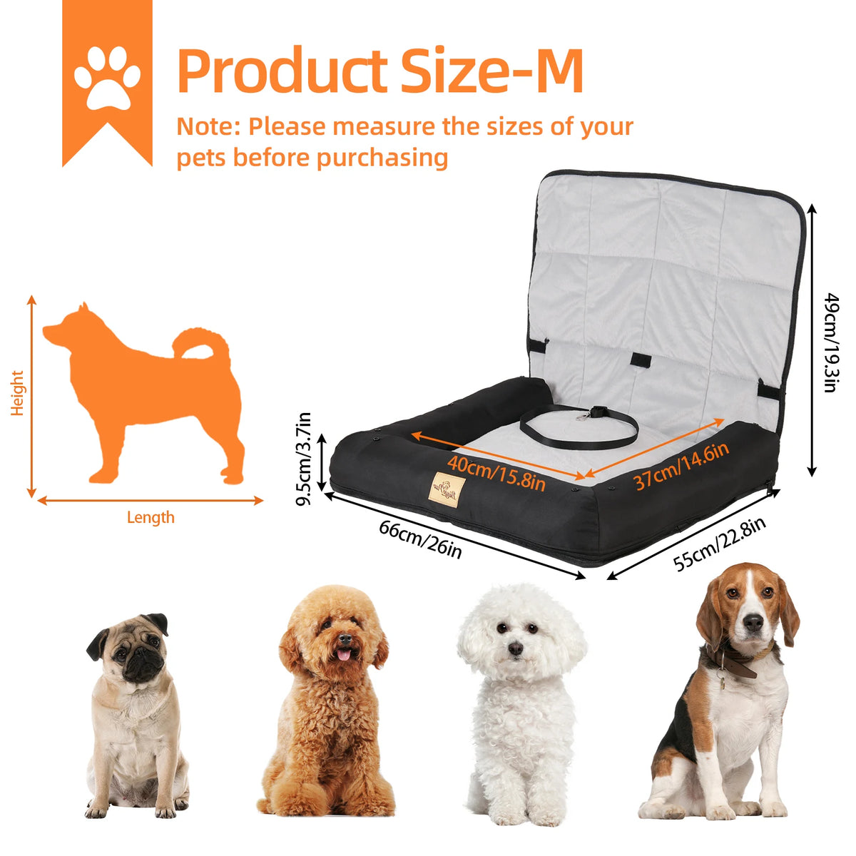 Waterproof Dog Car Booster Seat & Travel Bed