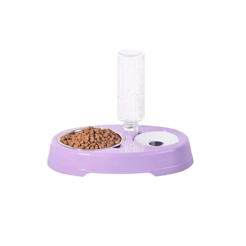 Cat bowl cat bowl dog bowl drinking water integrated dog automatic drinking water anti-knock pet double bowl cat supplies